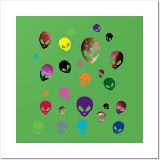 Alien Heads Colorful Posters and Art